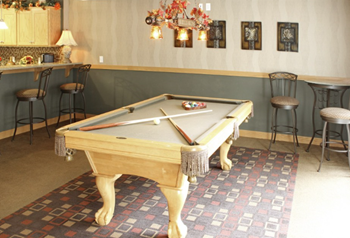 Club room with billiards table